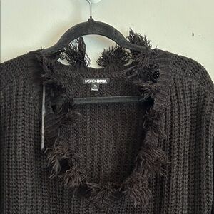 Fashion nova Black Frayed Knit Sweater